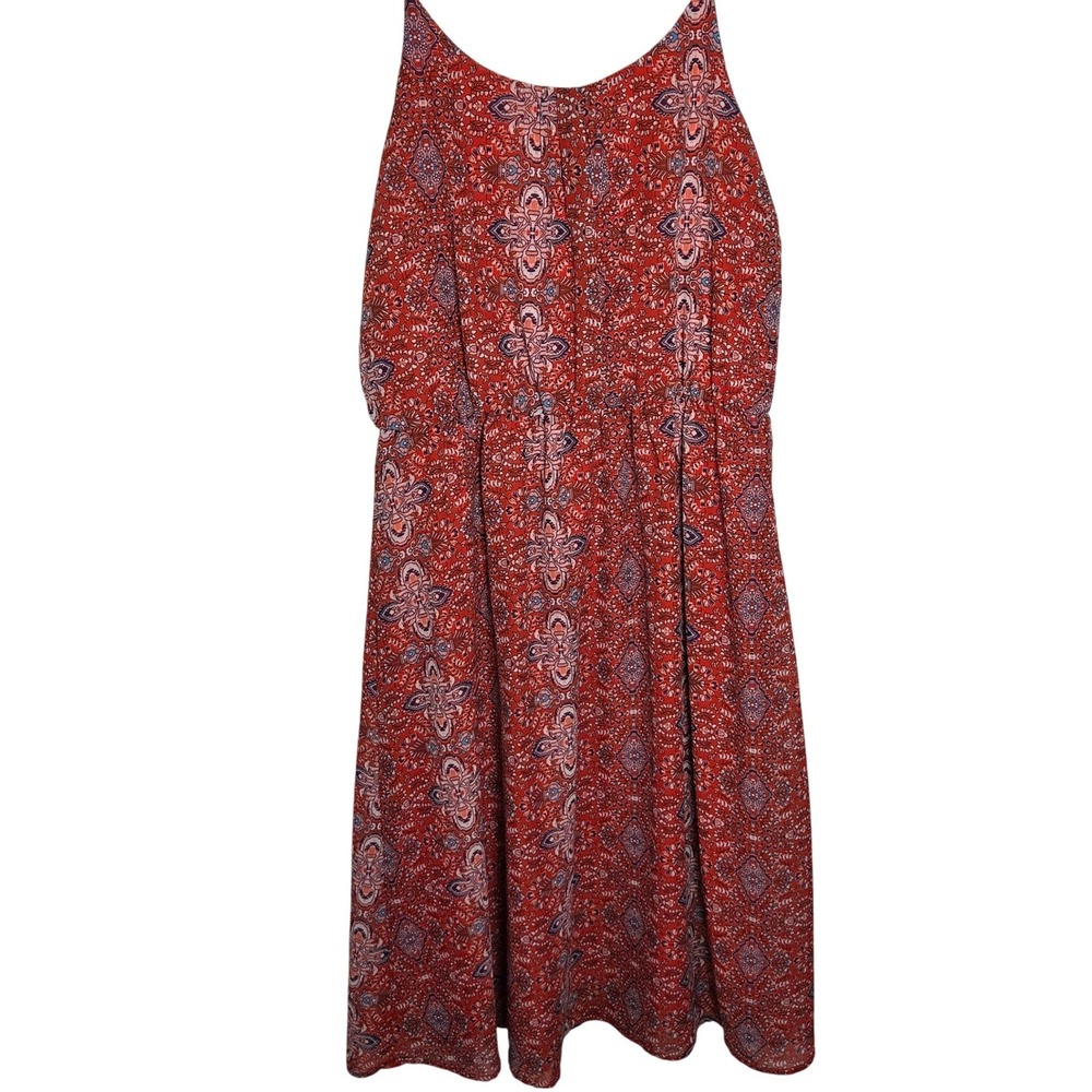 Olive and Oak Boho Paisley Dress Fit Flare Spaghetti Strap Summer Vacation 10
